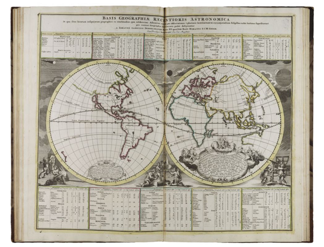 Doppelmayrs Himmelsatlas Karte 15 »Basis Geographiae Recentioris Astronomica«, In: Johann Gabriel Doppelmayr: Atlas Novus Coelestis, Nürnberg, Homannische Erben, 1742 © Klassik Stiftung Weimar