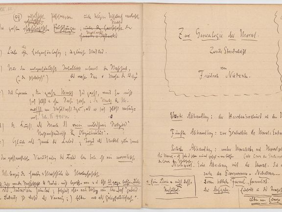 Abbildung zweier Seiten von Nietzsches Notizbuch