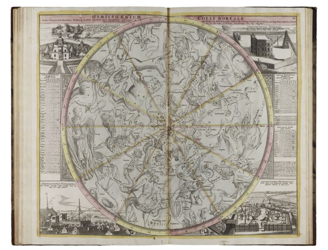 Doppelmayrs Himmelsatlas Karte 18 »Hemisphaerium Coeli Boreale«, In: Johann Gabriel Doppelmayr: Atlas Novus Coelestis, Nürnberg, Homannische Erben, 1742 © Klassik Stiftung Weimar