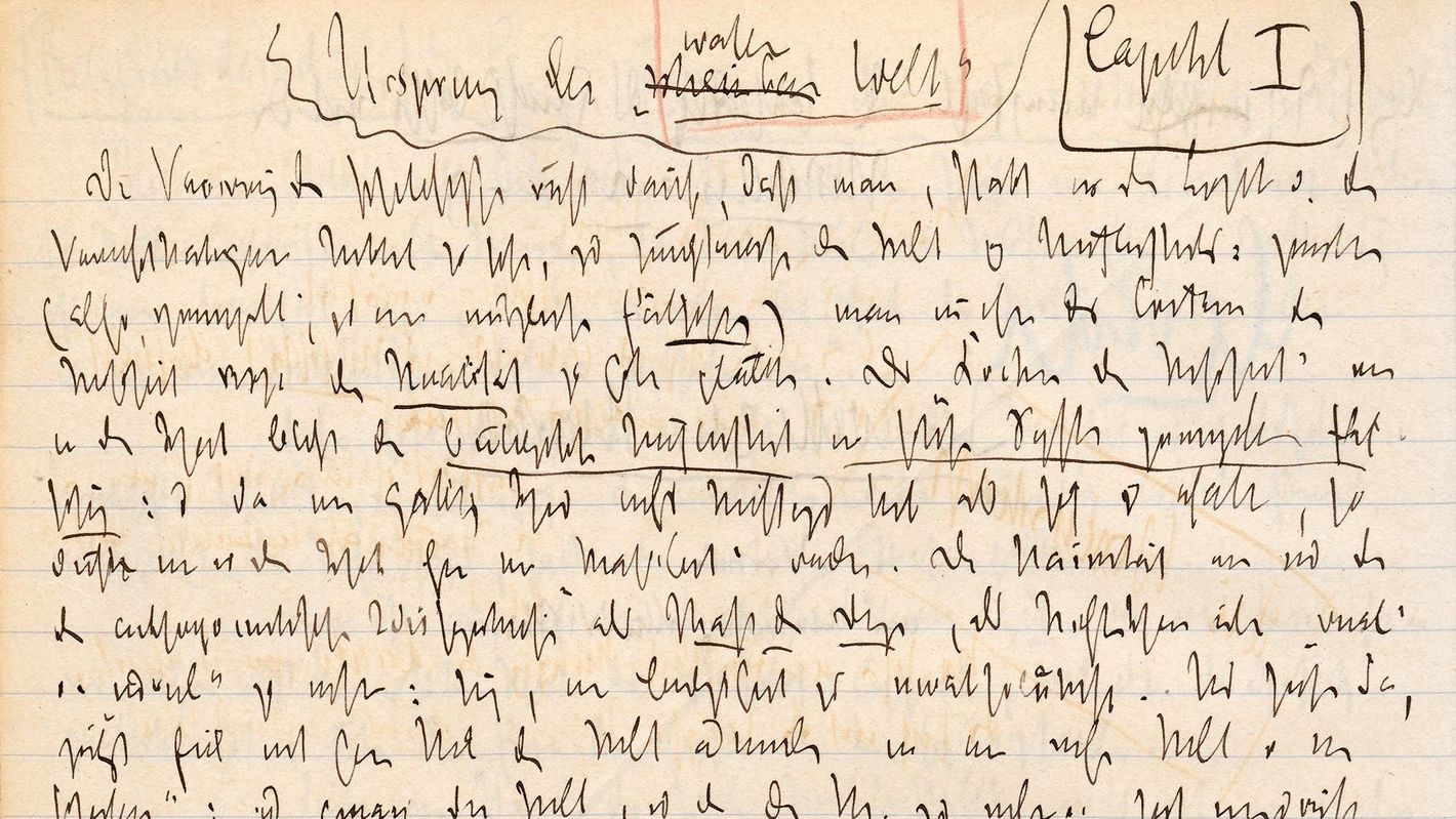 Nietzsche digital Abbildung eines Zettels auf dem Nietzsche seine Gedanken niedergeschrieben hat